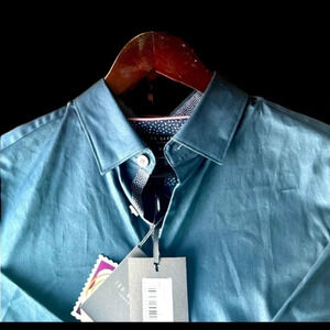 NWT  Ted Baker Nordstrom navy dress shirt size L (38) beautiful